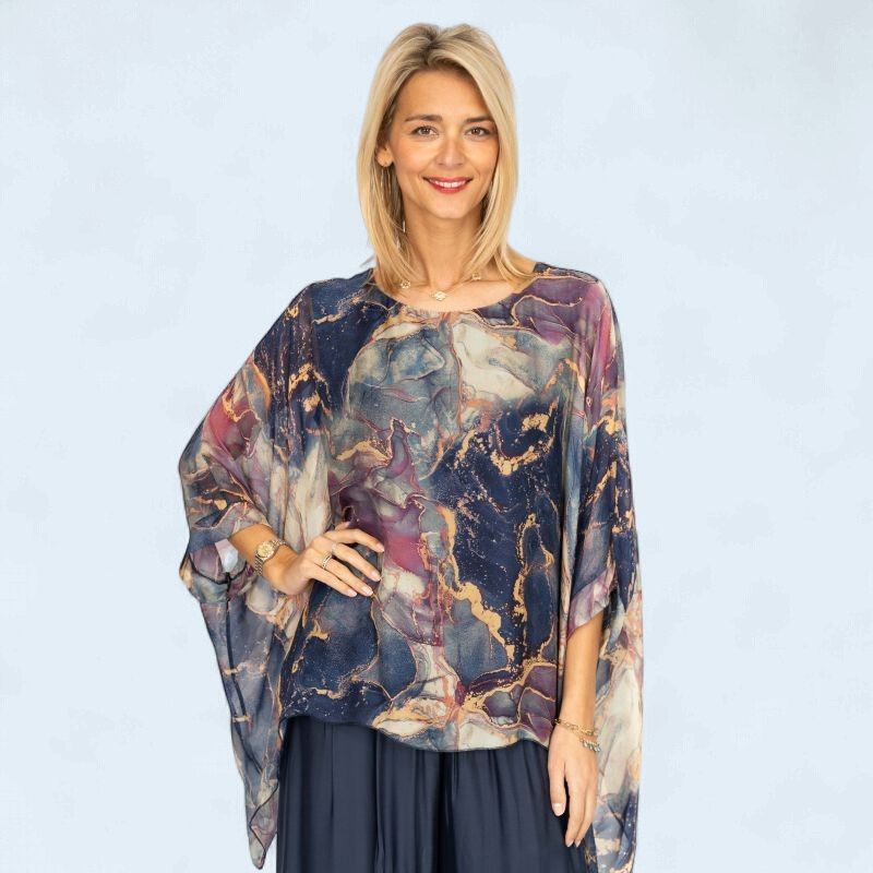 Marbled Silk Top O/S