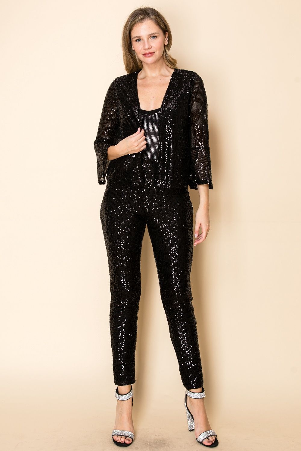 Ruffle Sleeve Jacket - Sequin, Size: S