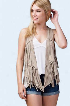 Sueded Fringe Vest