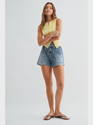 Tie Waist Denim Short