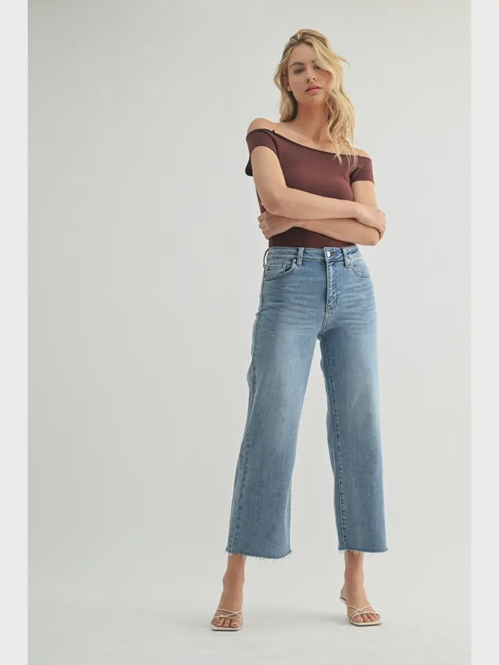 Slim Wide Leg Denim Pant, Size: 24