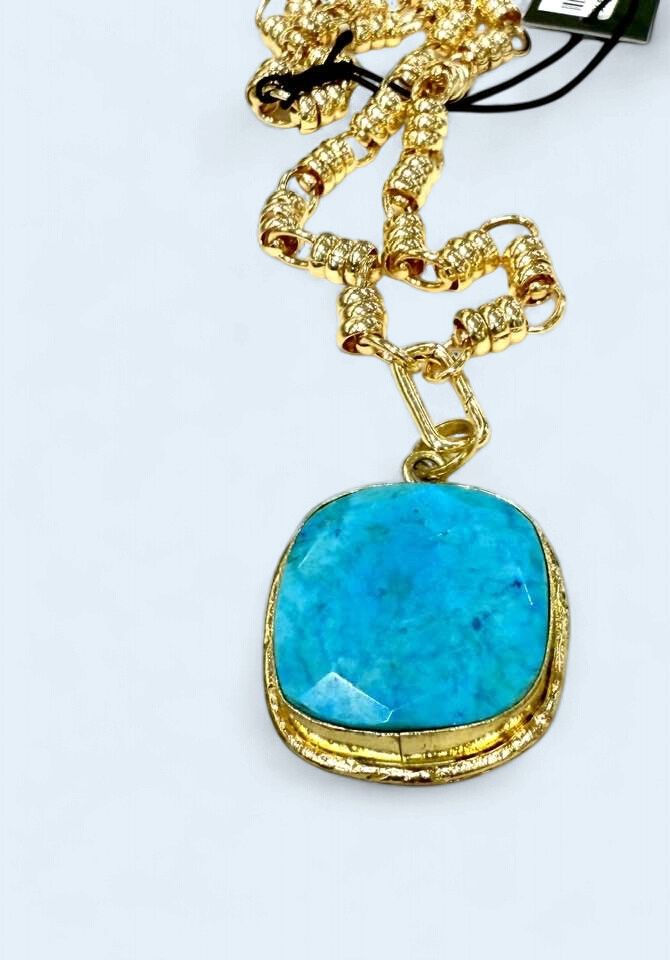 Square Faceted Ocean Stone Necklace