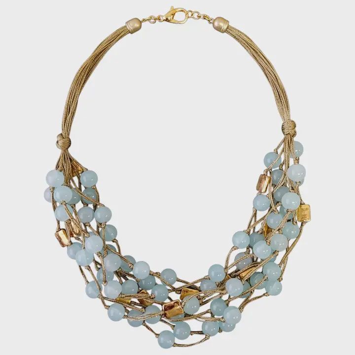 Blue Glass Bead Necklace