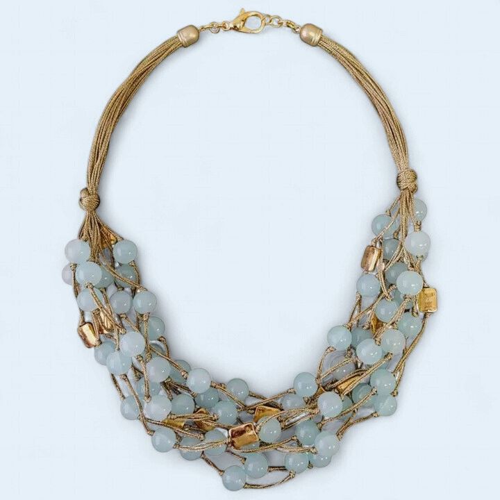 Blue Glass Bead Necklace