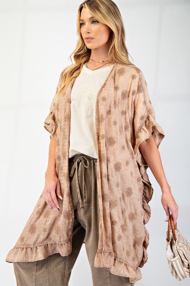 Gauze Floral Ruffle Duster Plus, Size: 1X