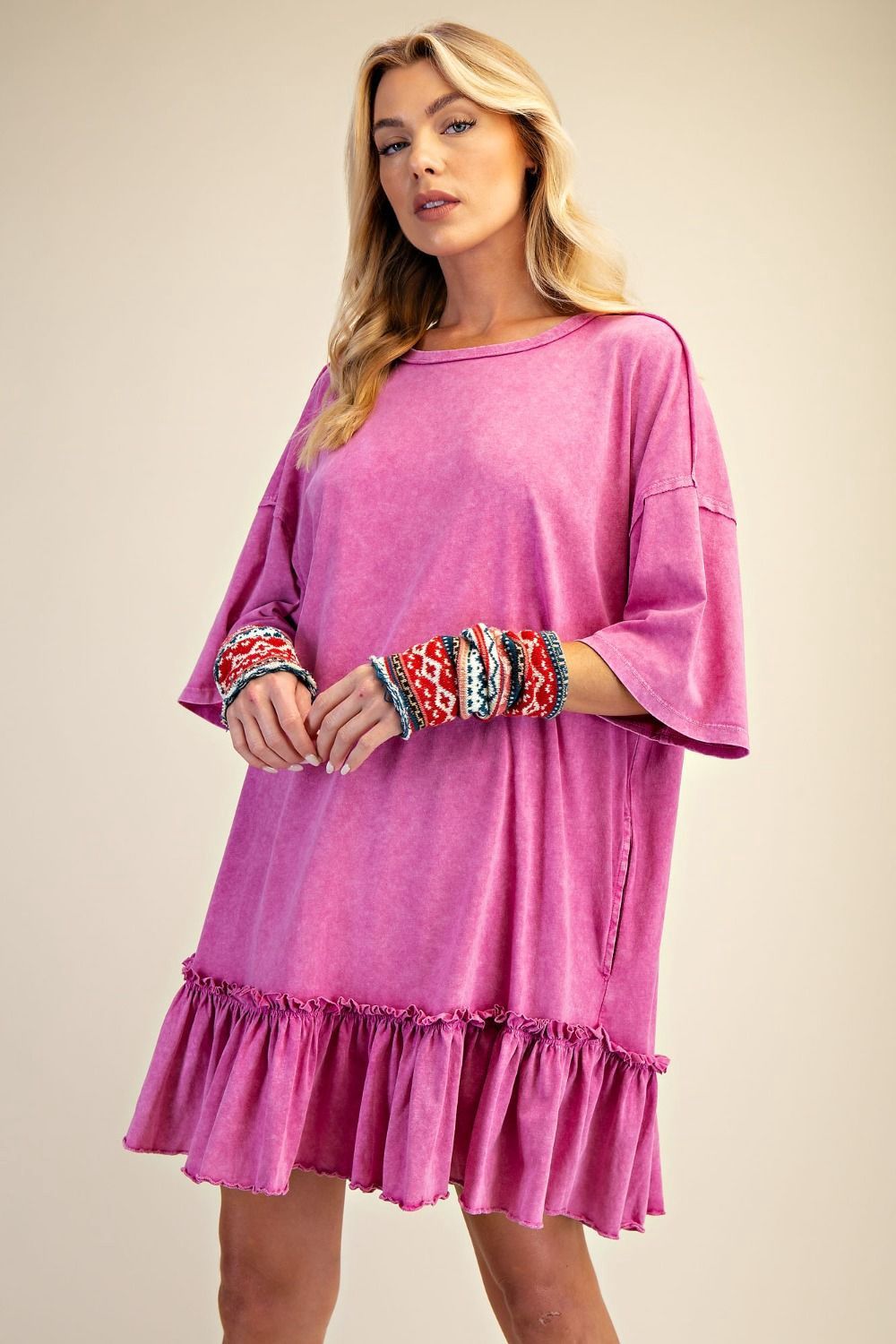 Ruffled Fuschia Tunic  (1-3X), Size: 1X