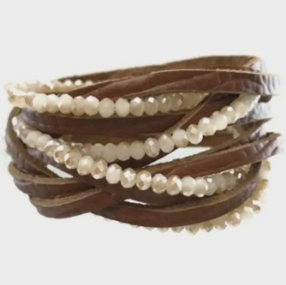 Leather Wrap with Bling Bracelet