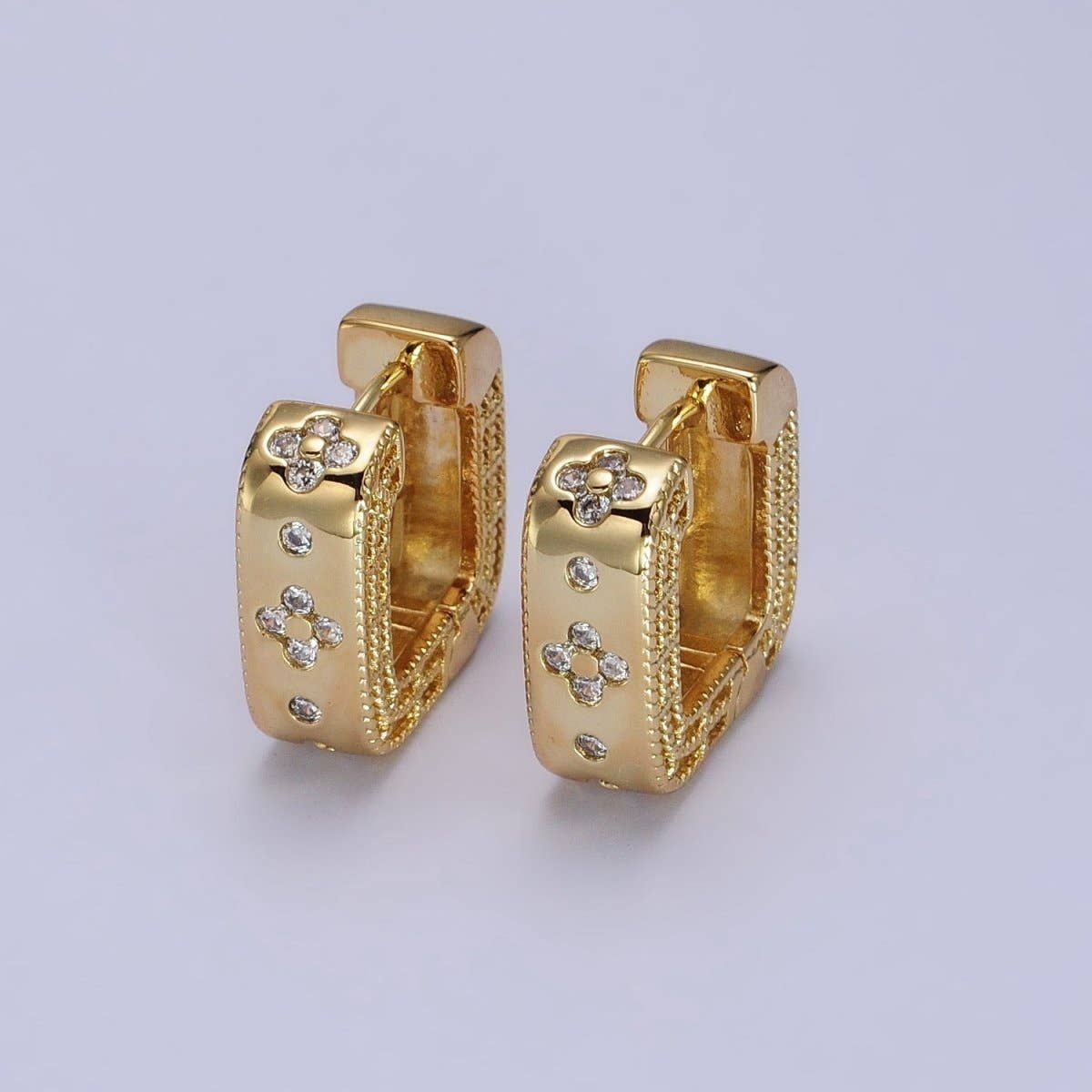24K GF Clover CZ  Earrings