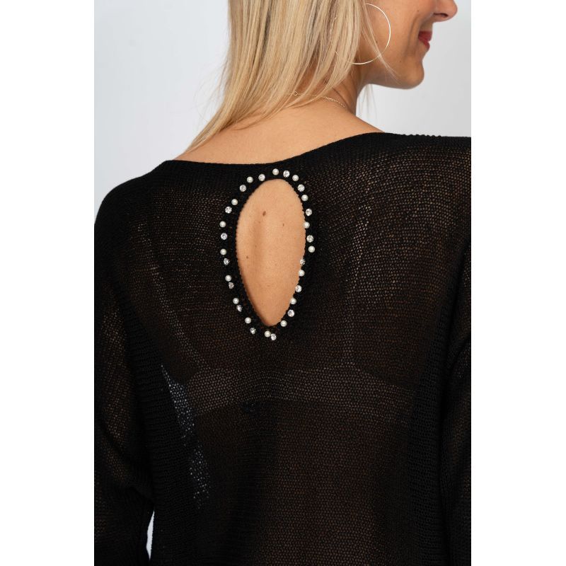 Pearl Rhinestone Sweater OS, Colour: BLACK