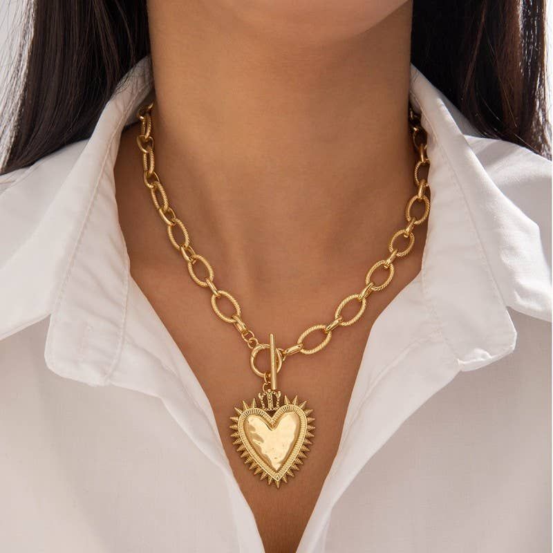 Big Heart Toggle Necklace, Color: GOLD