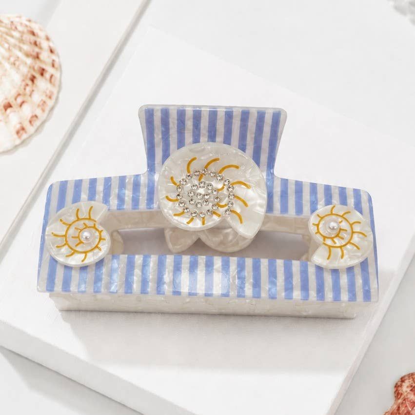 Coastal Striped Hair Clip, Color: BLUE