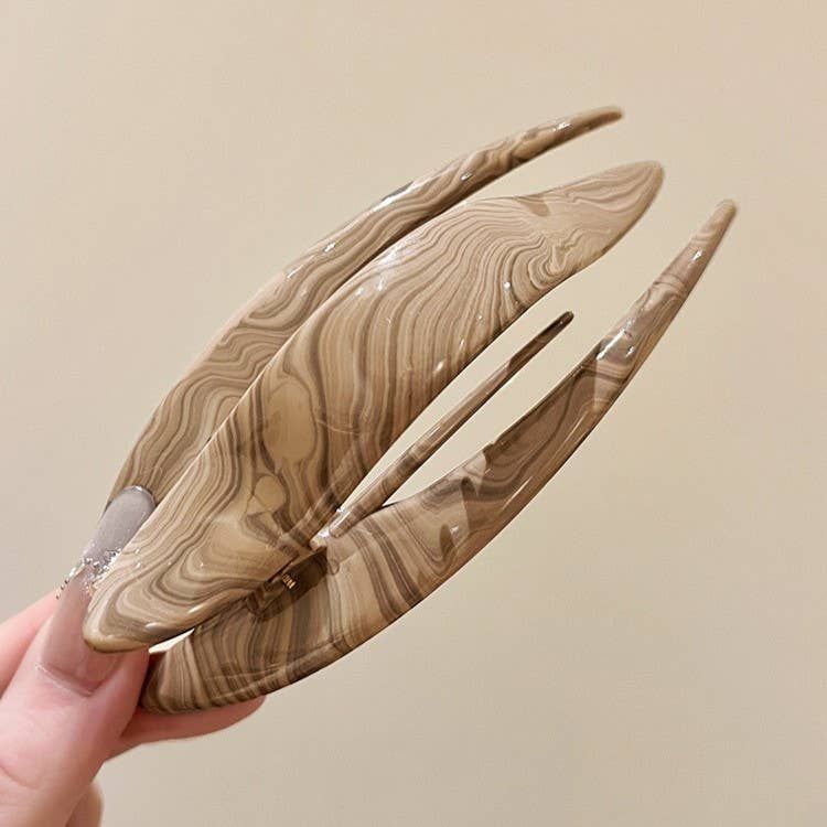 Wood Look  Hair Clip, Color: TAN