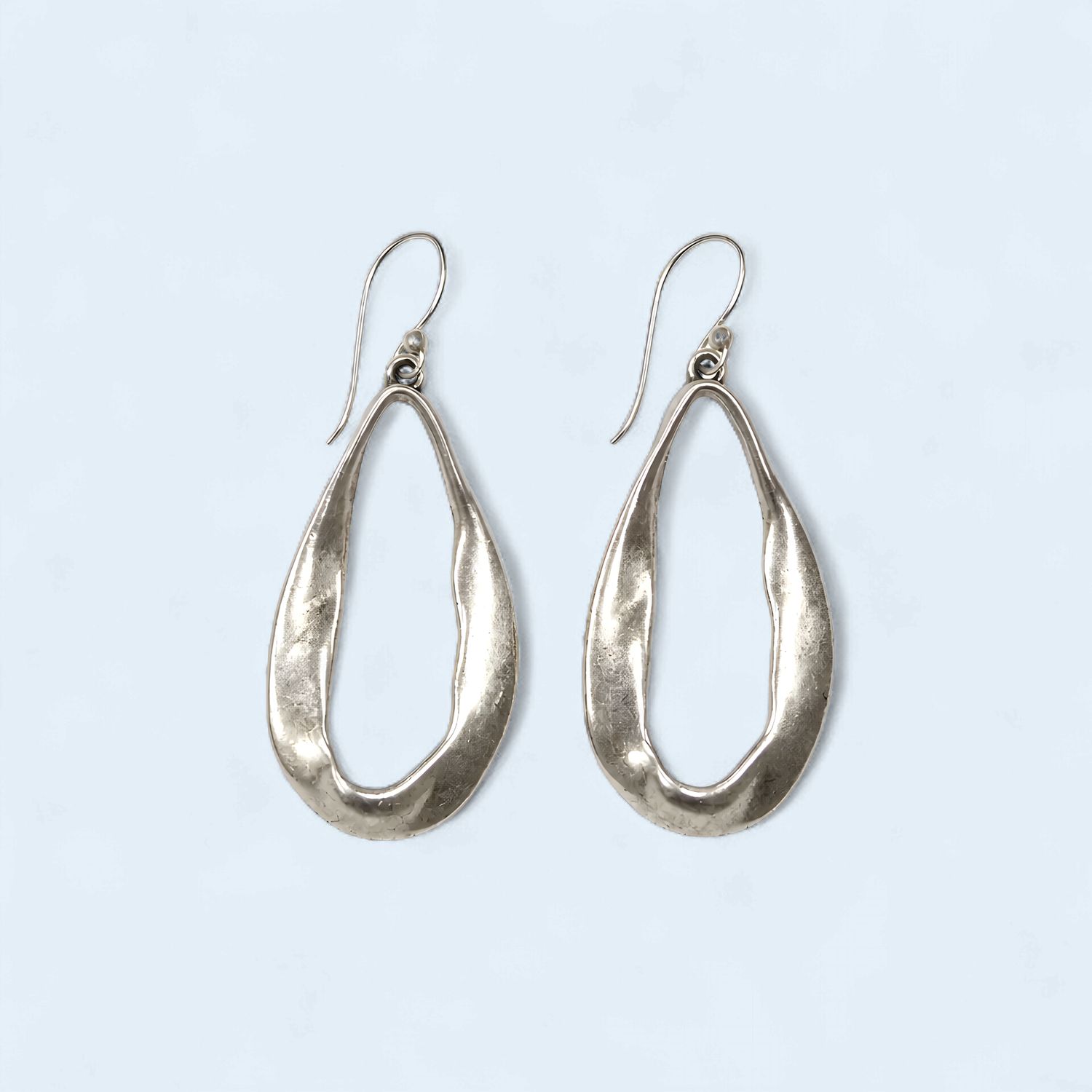 Pewter Earrings  Open Droplet
