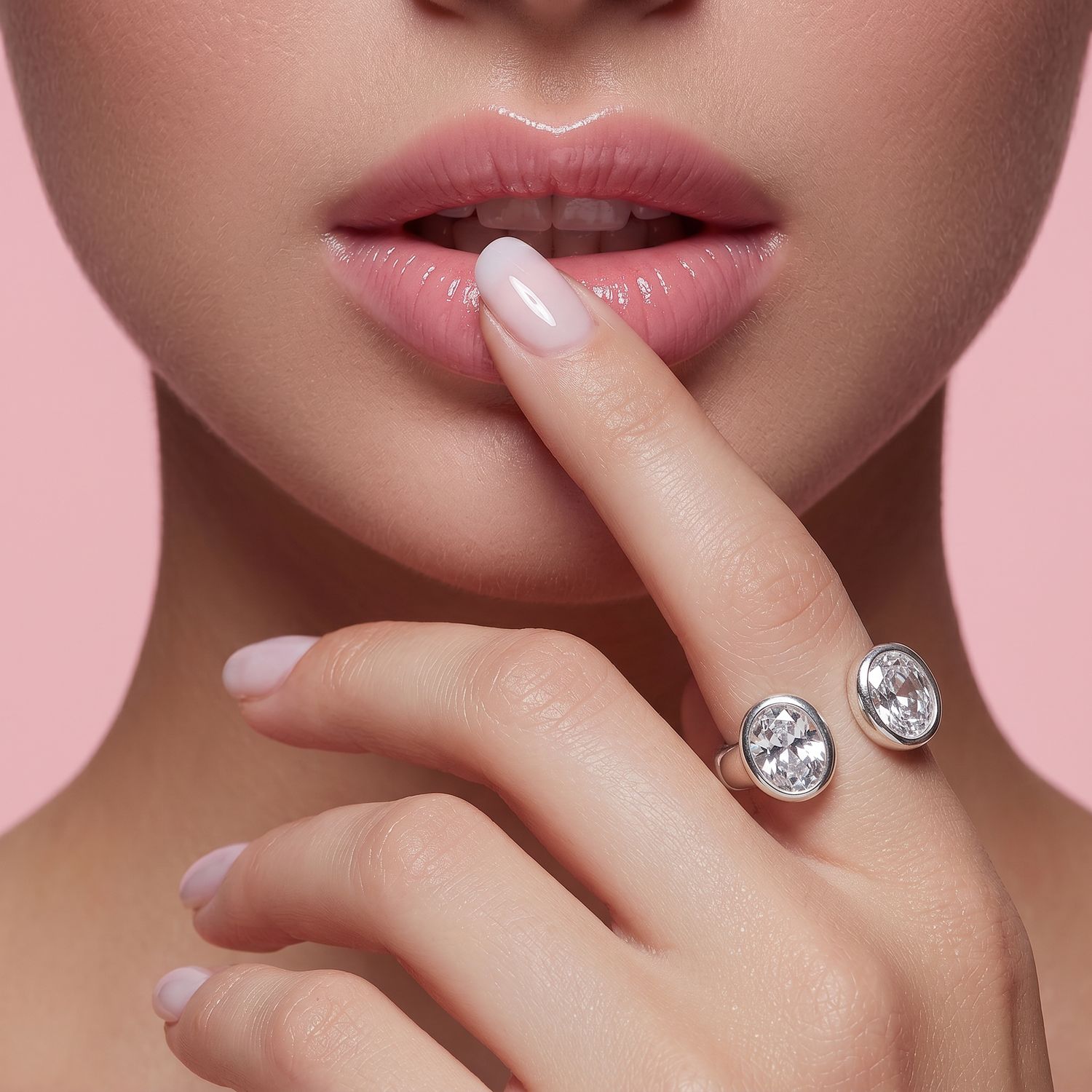 2 Stone Pewter Ring ADJ