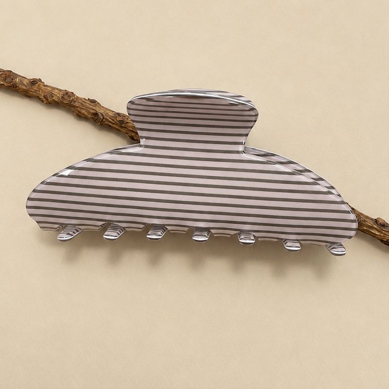 JUMBO  HAIR  CLIP, Color: STRIPE BROWN