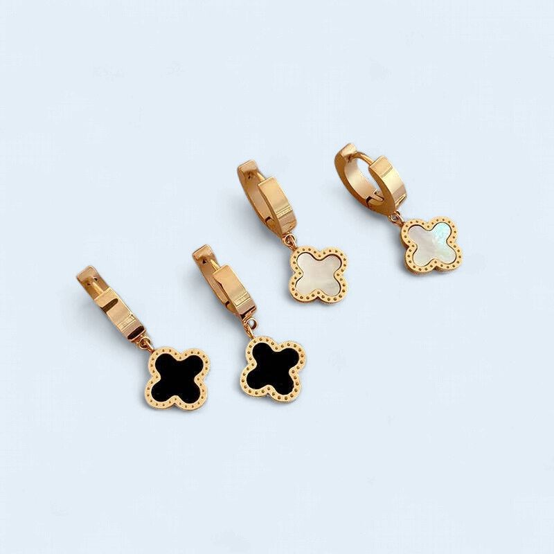 18K SS No Tarnish  Waterproof Clover E