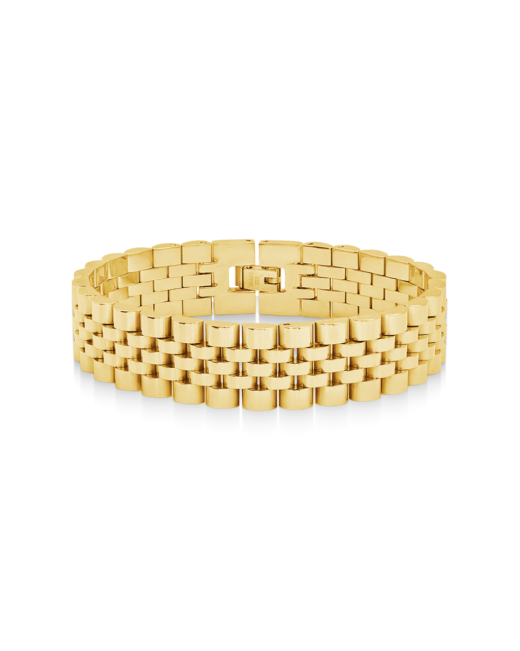 Chunky Watch Band Chain Bracelet, Color: Gold, Size: Small - 6"