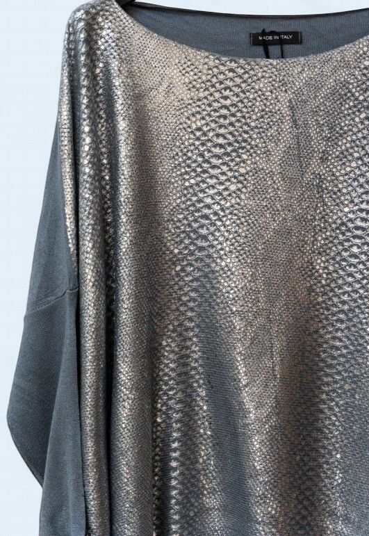 Silver Snake Foil Top OS, Colour: CHARCOAL