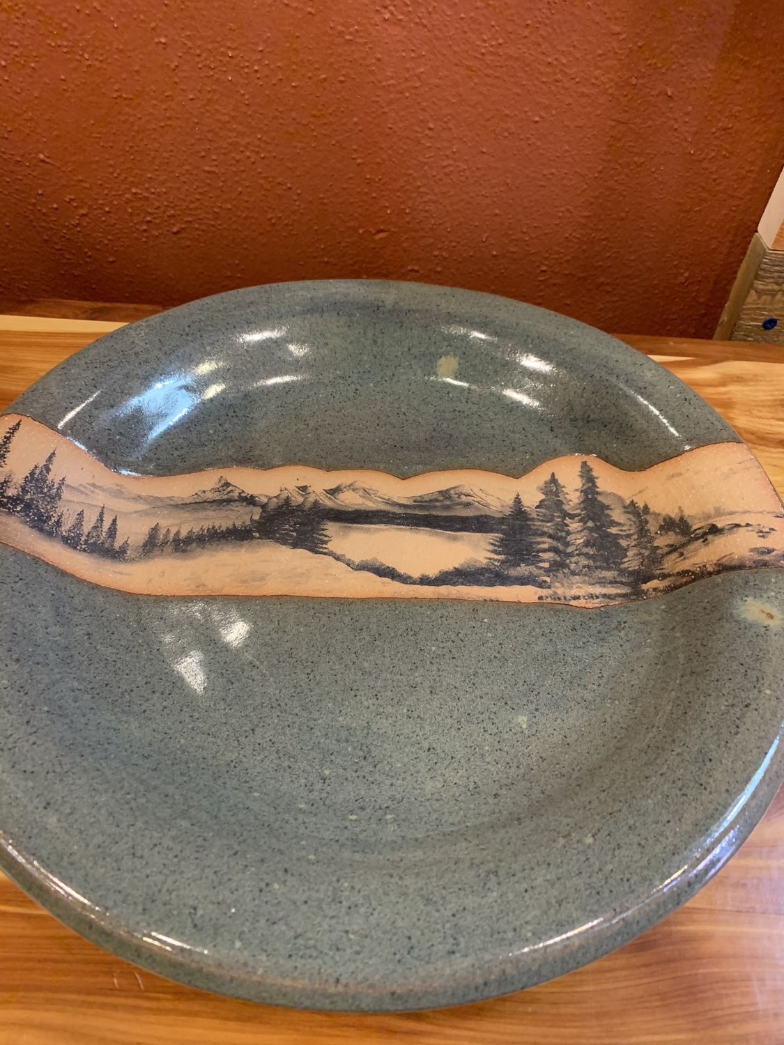 Assorted Pottery, Style: Seamist Mountain Scene Round Platter