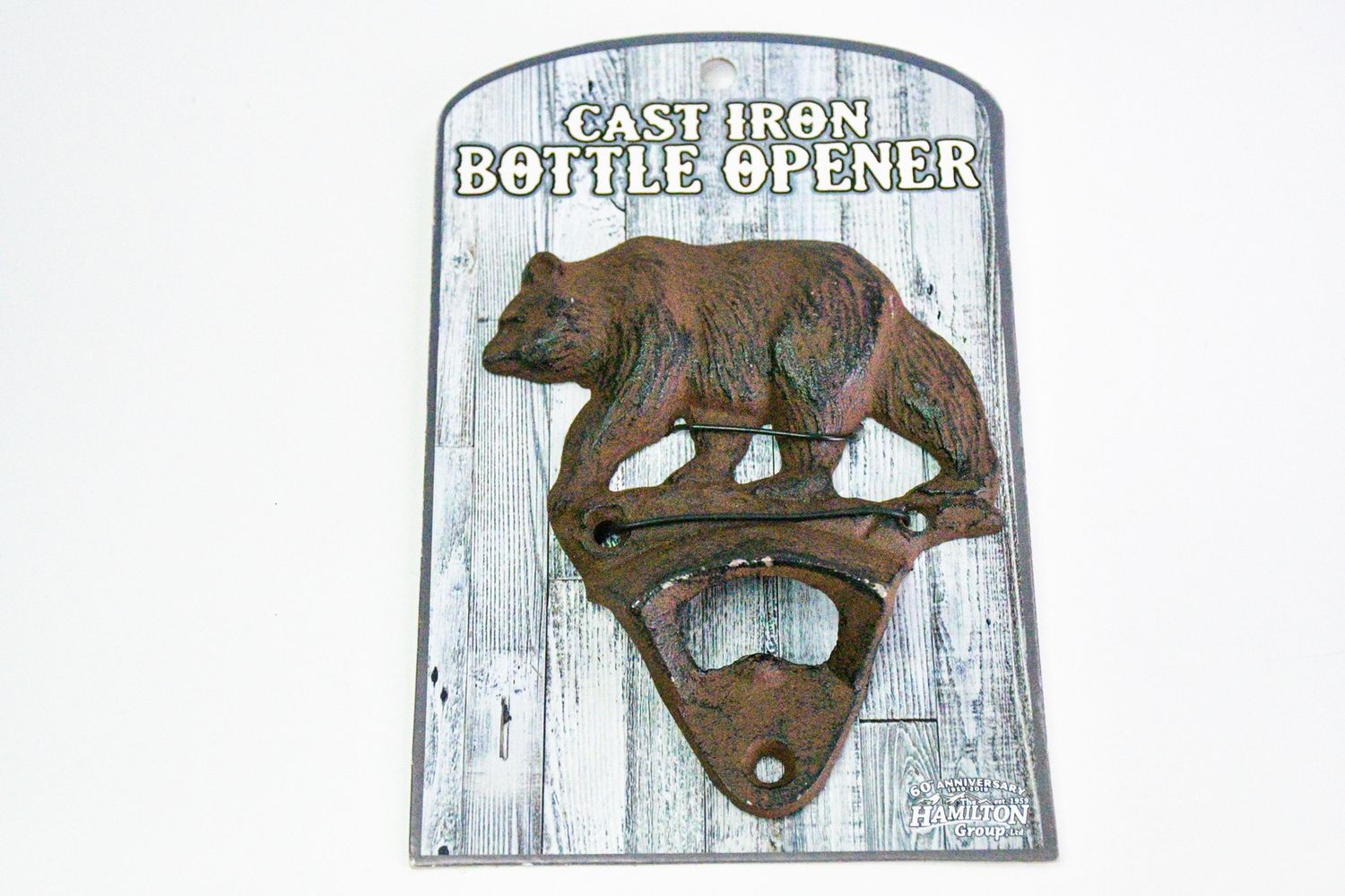 Cast Iron Wall Mount Bottle Opener, Design: Grizzly Bear