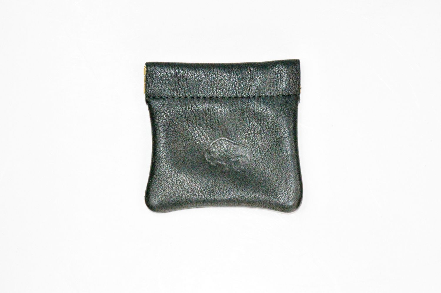 Buffalo Leather Coin Pouch, Color: Black, Size: Small