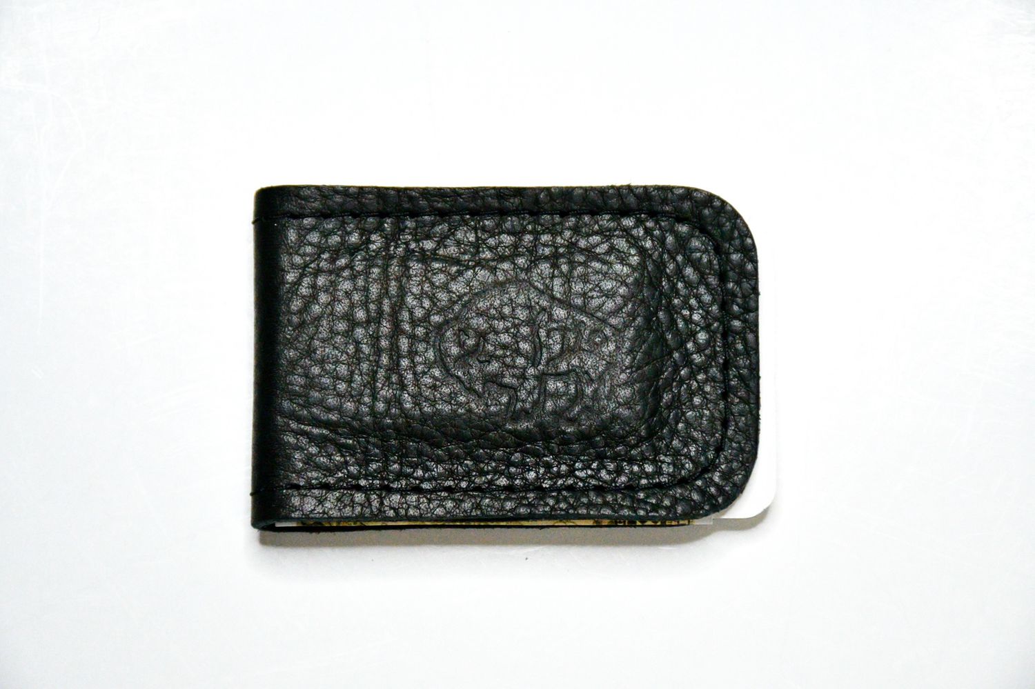 Buffalo Leather Magnetic Money Clip, Color: Black