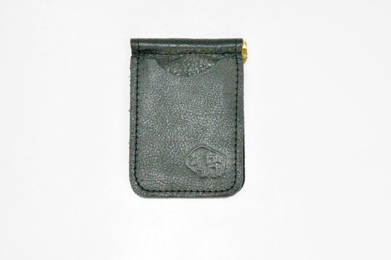 Buffalo Leather Money Clip with 2 Card Pockets
