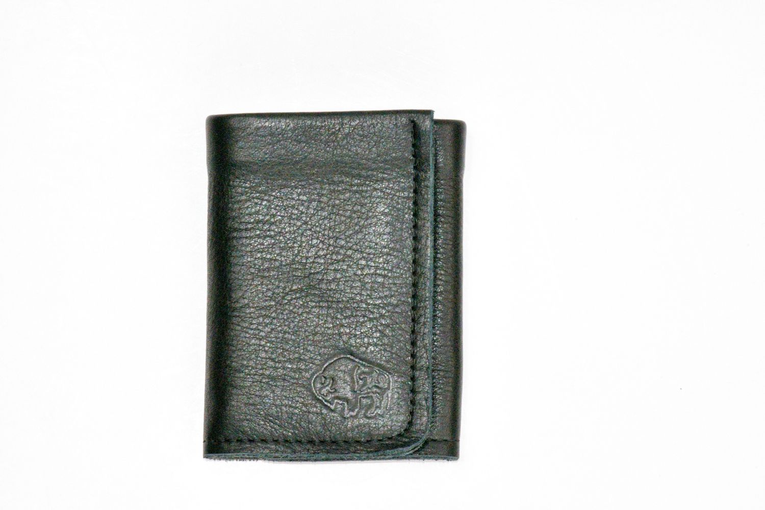 Buffalo Leather Trifold 3-Pocket Wallet, Color: Black