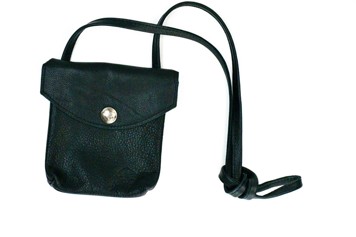 Buffalo Leather with Buffalo Nickel Clasp Crossbody Purse, Color: Black