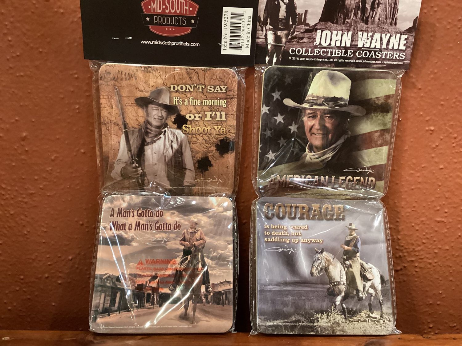 John Wayne Novelties, Type: John Wayne Quotes Coaster Set of 4