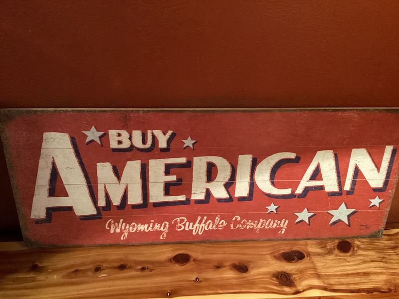 Buy American Red Wooden Sign