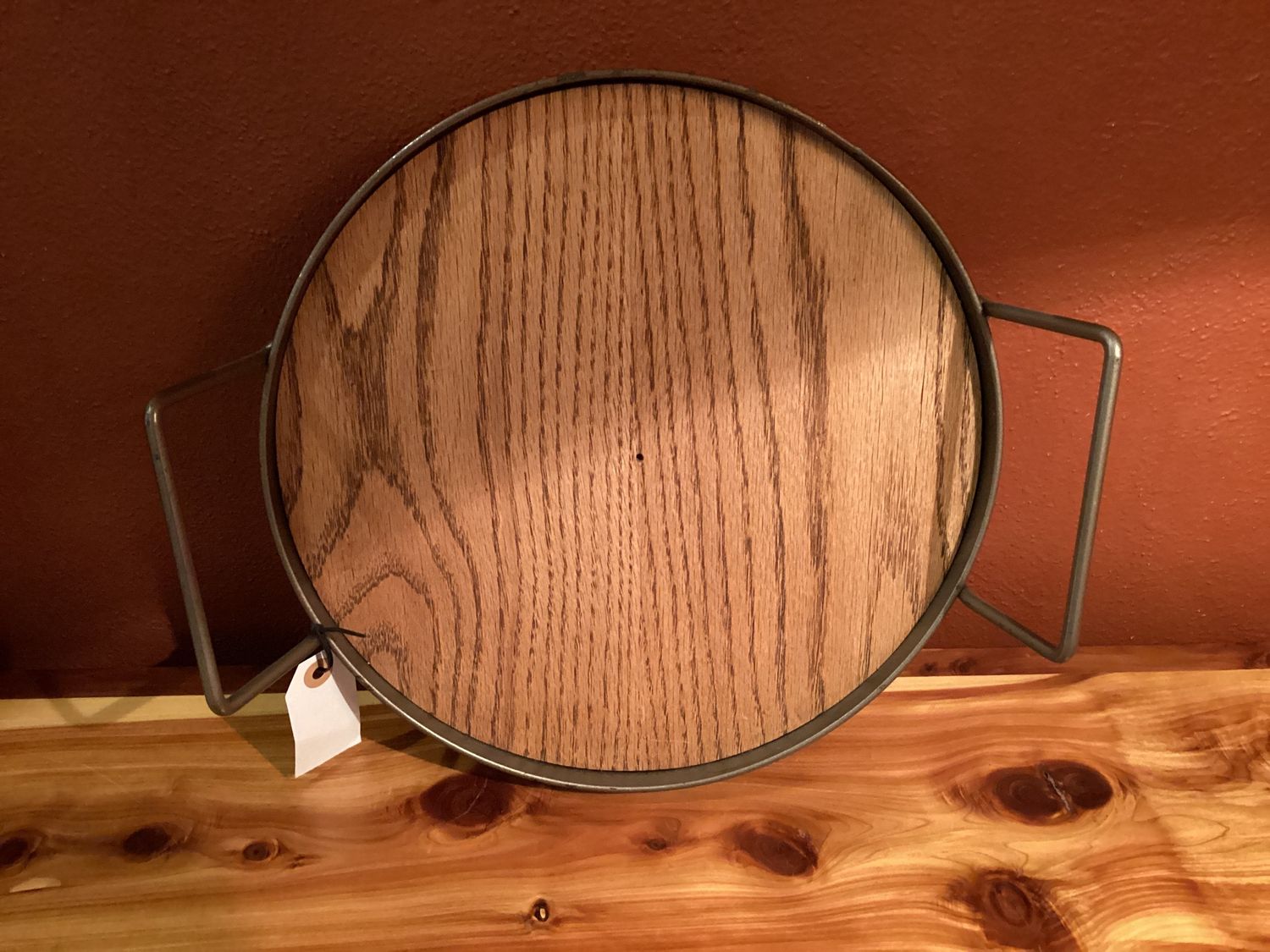 Wood &amp; Iron Serving Tray With Handles, Price: $65, Style: Metal Handles