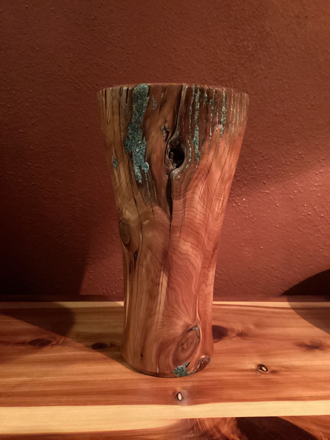 Wooden Vases with Turquoise