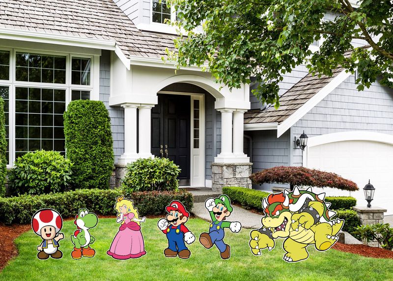 Super Mario Brothers Cartoon Yard Signs