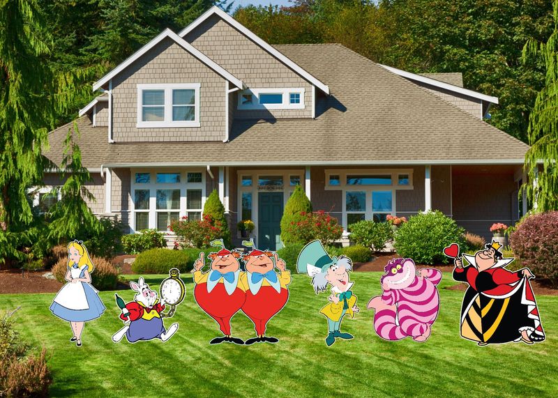 Alice in Wonderland Main Characters Yard Sign Cut out