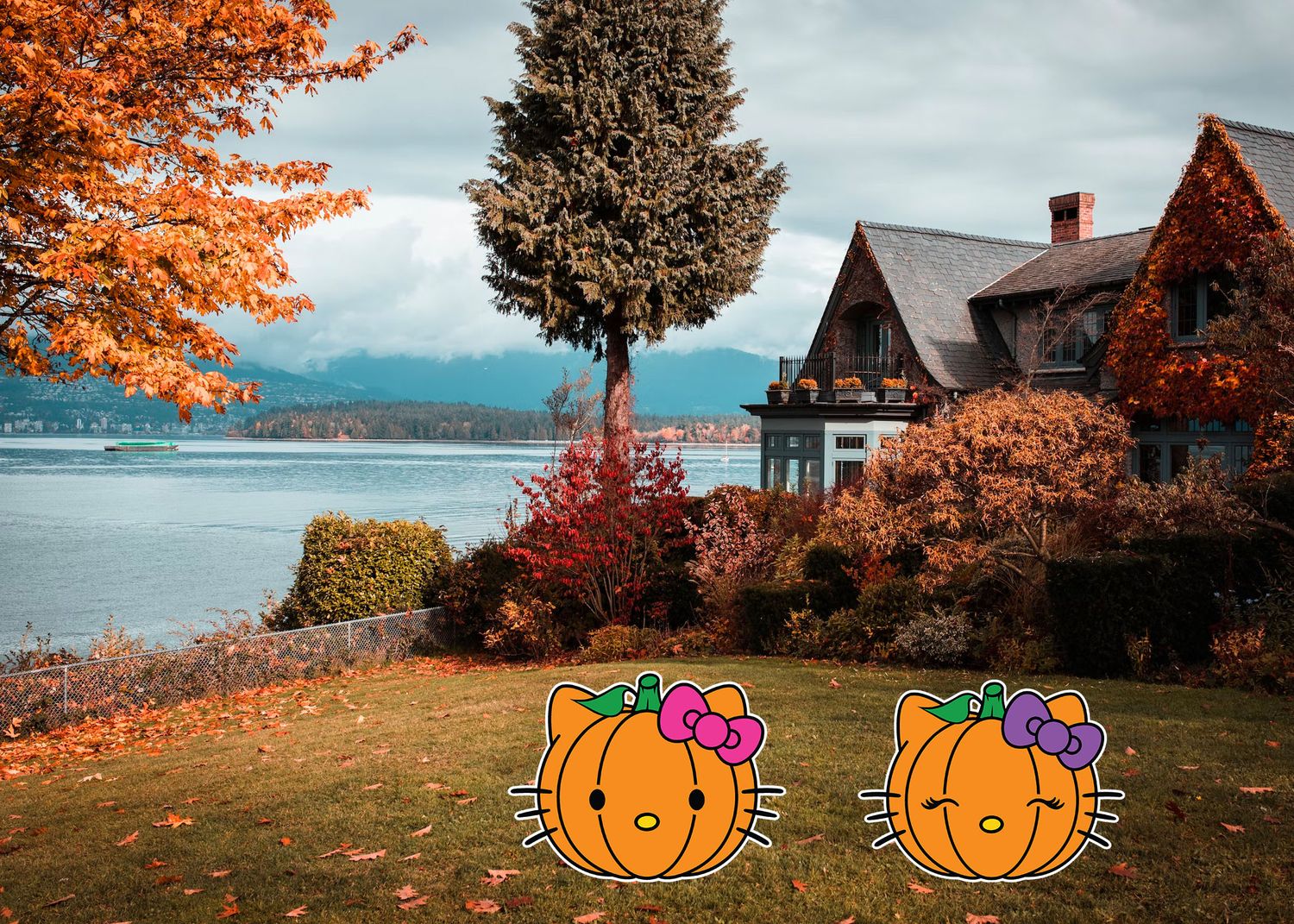 Hello Kitty Pumpkin Heads Yard Signs