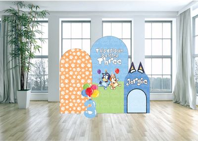 Bluey &amp; Bingo Birthday Arch Backdrop