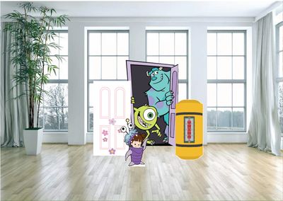 Monsters Inc Cartoon Birthday Arch Backdrop