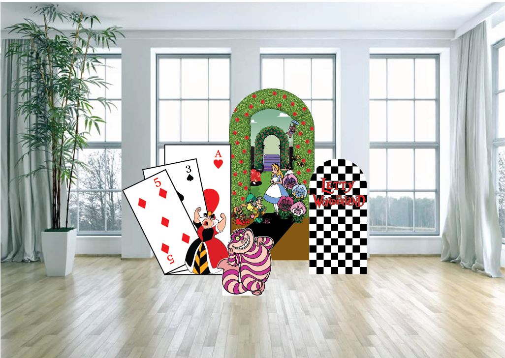 Alice in Wonderland Cartoon Arch Backdrop