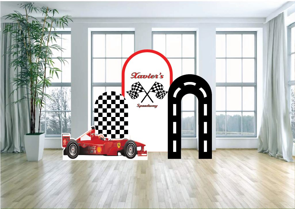 F1 Race Car Themed Party Arch Backdrop