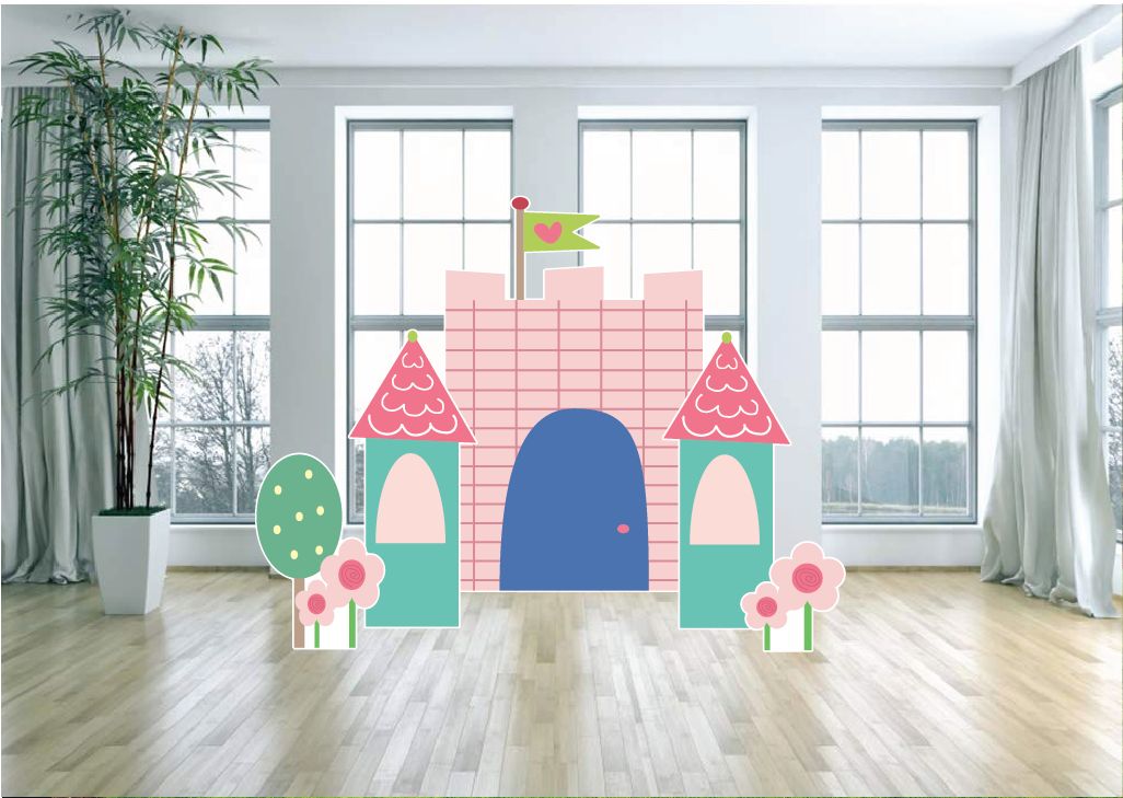 Cartoon Princess Castle Themed Party Arch Backdrop