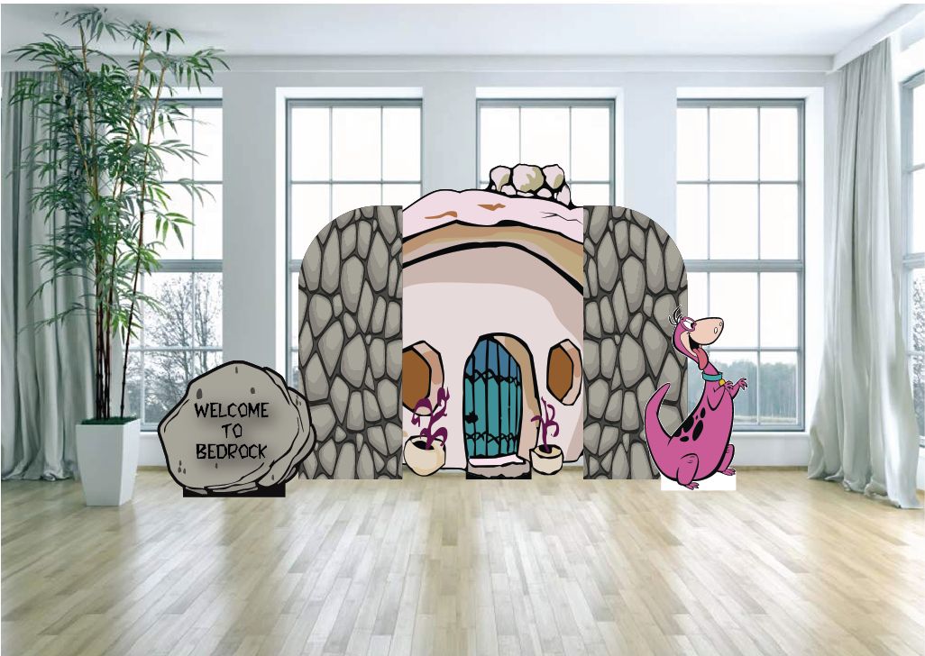 Flintstones Bedrock House Themed Arch Backdrop