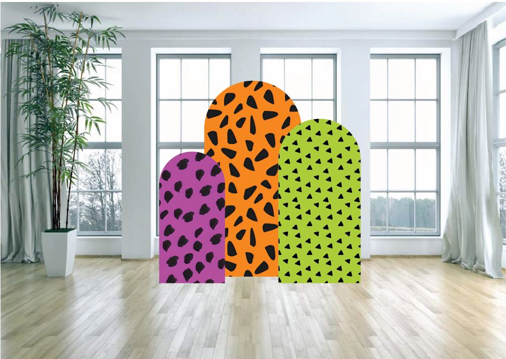 Flintstones Colorful Patterns Themed Arch Backdrop