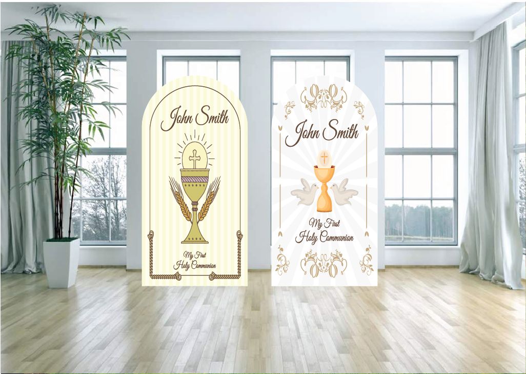 Neutral First Holy Communion Themed Arch Backdrop