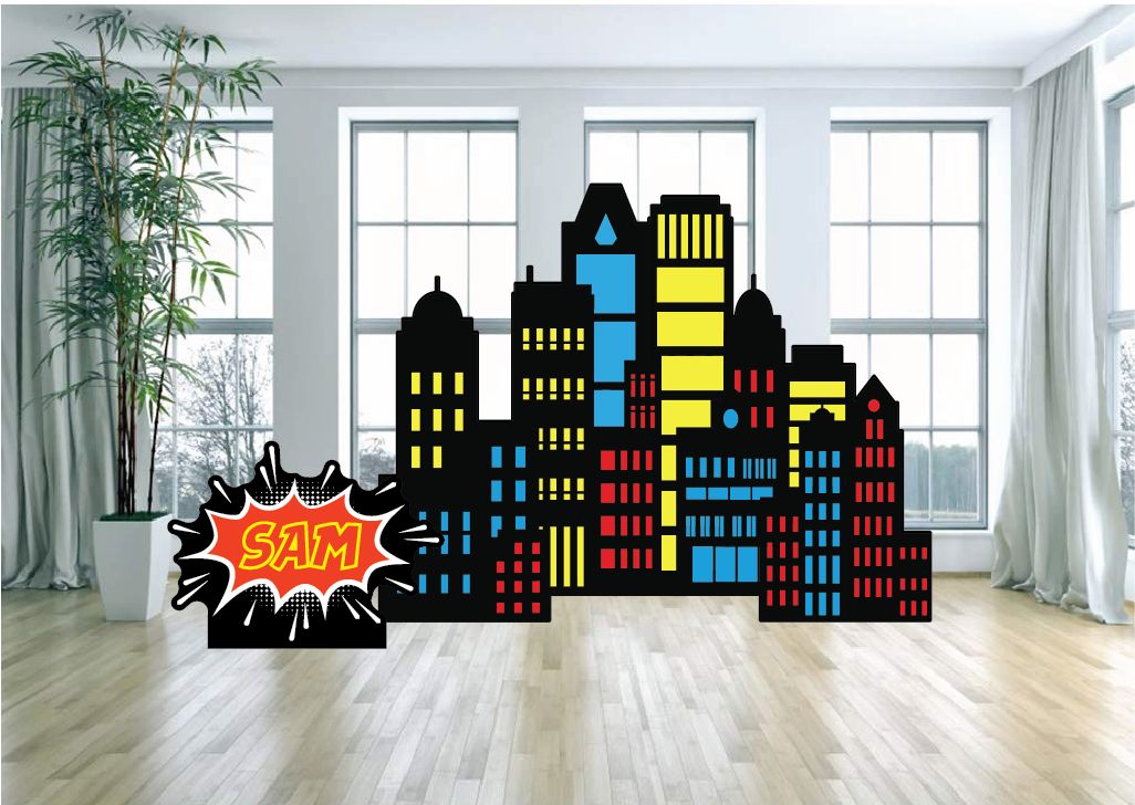 Super Hero Comic Book Skyline Themed Party Arch Backdrop