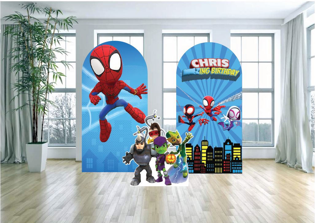 Spidey and Friends with Villains Arch Backdrop