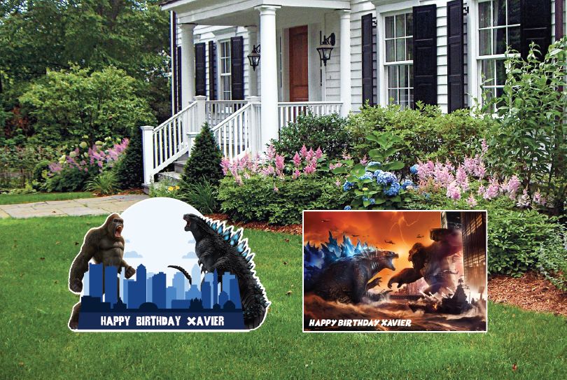 Godzilla VS. King Kong Birthday Yard Sign