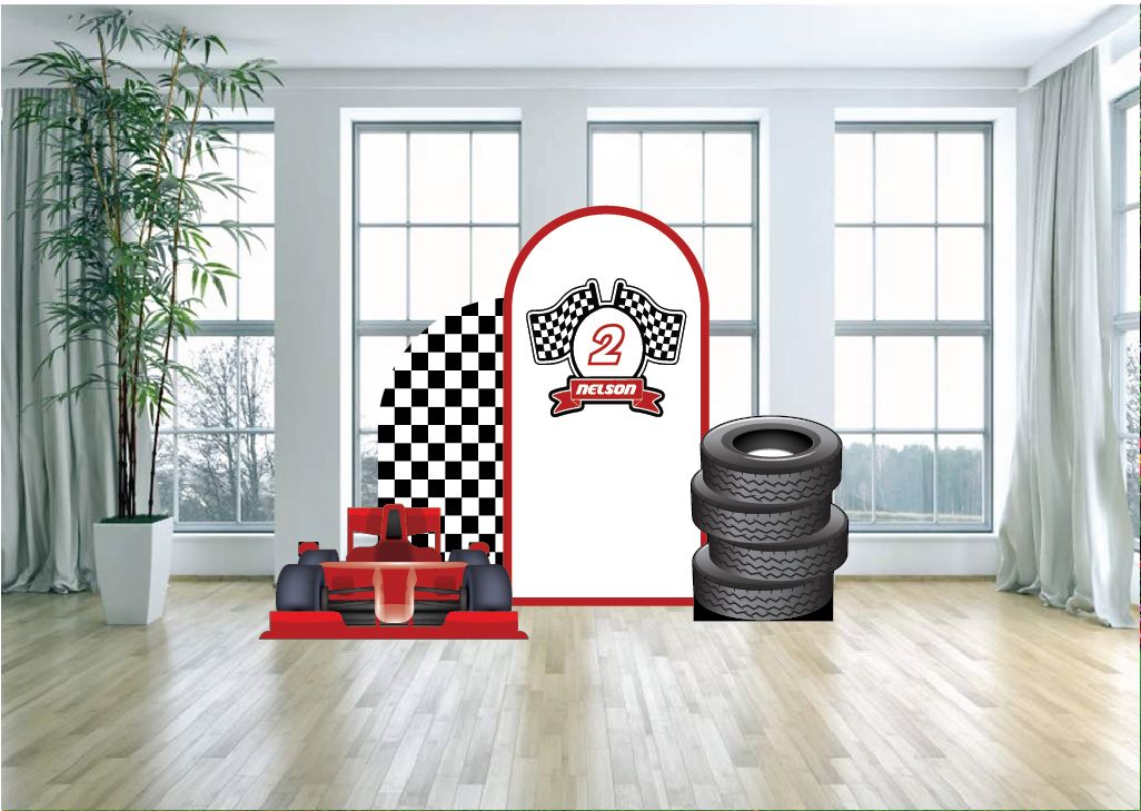 Race Car Themed Party Arch Backdrop