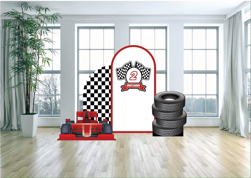 Race Car Themed Party Arch Backdrop