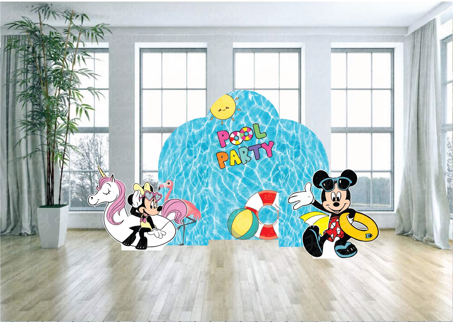 Disney Pool Party Arch Backdrop